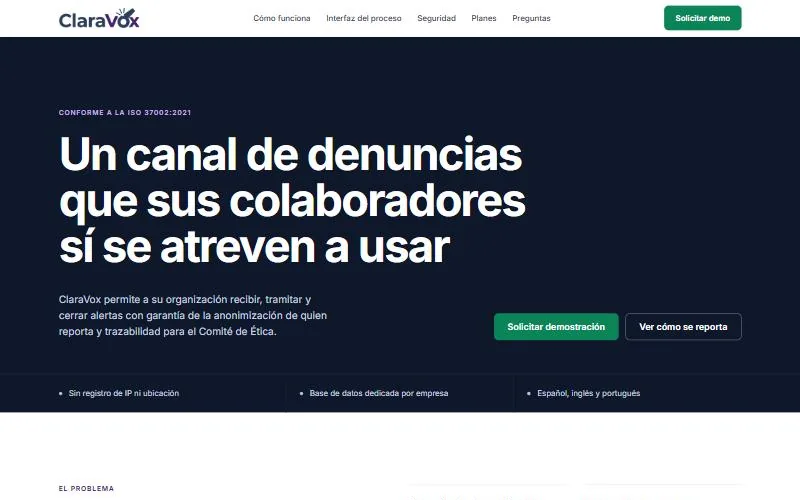 Sitio web de ClaraVox