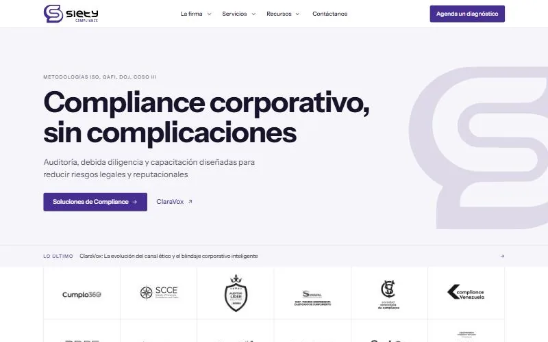 Sitio web de Siety Compliance